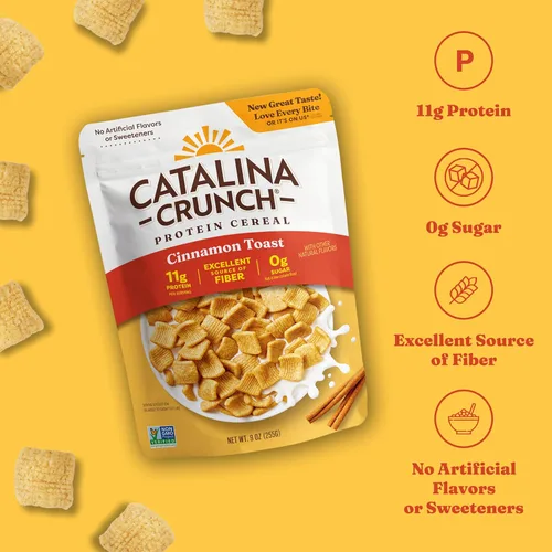 Miniatura 5 de Catalina Crunch Cereal de Proteína Cereal de Desayuno Sin Azúcar con 11g de Proteína Sin Gluten, Apto para Dietas Cetogénicas Paquete Variado