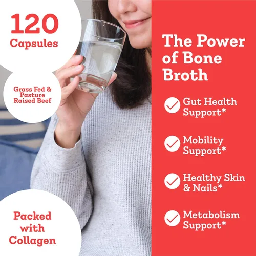 Miniatura 2 de Dr. Kellyann Cápsulas de caldo de hueso 500 mg de colágeno por porción Apoya la salud intestinal Reparación de articulaciones y cartílagos