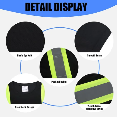 Miniatura 3 de HYCOPROT Hi Vis - Camisas de seguridad de manga corta para hombres y mujeres, camiseta reflectante de alta visibilidad para hombres y mujeres