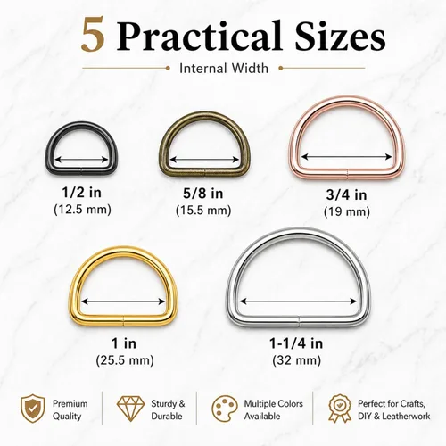 Miniatura 2 de Shimeyao 90 anillos en D de metal de colores surtidos para monedero, hebillas en forma de D, multiusos, semicirculares para coser bolsas