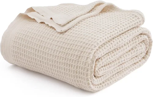 Miniatura 10 de Bedsure Gentlesoft - Manta de 100 % algodón, tamaño Twin XL, para dormitorio universitario, transpirable y suave, manta Twin de tejido waffle