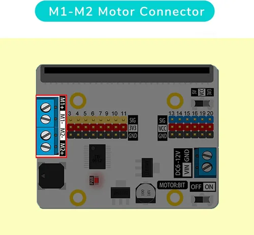 Miniatura 6 de EF ELECFREAKS Microbit Motor:bit 3v/5v Placa de expansión Mini Micro:bit Breakout Board Soporte 2 DC Motor Extend 14-Channel IO Puertos IO Zumbador
