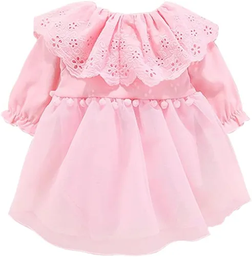 Miniatura 46 de Vestido de otoño de manga larga para niña pequeña, vestido de encaje con flores, boda, primer cumpleaños, bautizo, vestido con sombrero