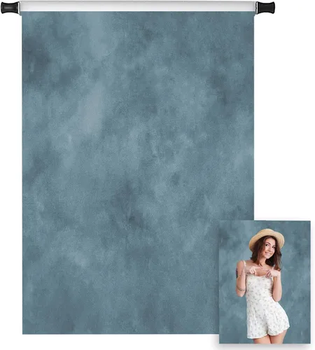 Kate Telones de fondo para fotografía de retrato con textura de 5 pies de ancho x 7 pies de alto, para fotógrafos, microfibra, turquesa, azul (gris)