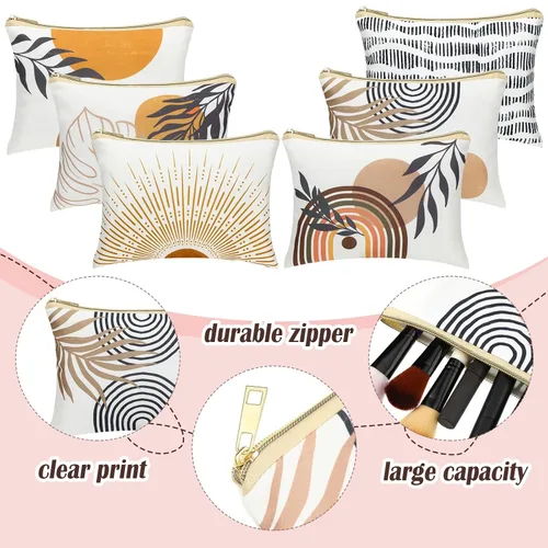 Miniatura 3 de Pinkunn 6 bolsas de maquillaje bohemias, regalos a granel para mujeres, bolsas de cosméticos con cremallera bohemia, bolsa de maquillaje estética