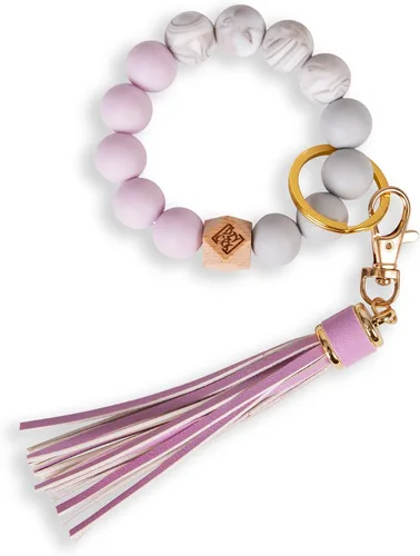Miniatura 13 de dizzy creek designs Llavero pulsera, pulsera de cuentas de silicona para mujer, llavero con borla de cuero