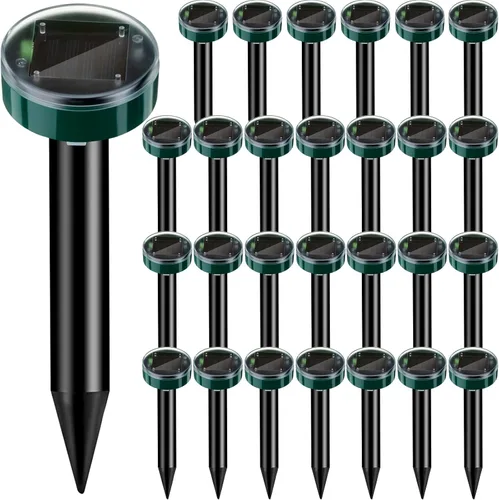 Repelente solar de topos, 28 piezas, ultrasónico, para exteriores, para jardín, patio, césped, repelente solar impermeable para marmotas, ratones,