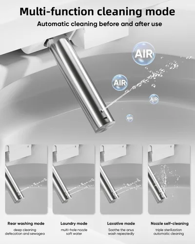 Miniatura 6 de LOUPUSUO Inodoro inteligente con rociador de agua caliente y secadora, inodoro de bidé de una pieza con funcionamiento automático de sensor de pie