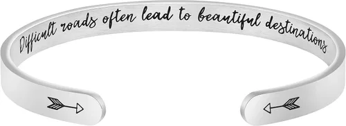 JoycuFF - Pulseras de acero inoxidable para mujer con frase inspiradoramantra (en inglés) oculta, un regalo para mostrarle tu apoyo a tus amigos