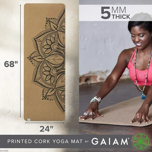 Miniatura 3 de Gaiam - Esterilla de yoga de corcho Corcho natural y sostenible que resiste el sudor y los olores Fondo antideslizante de TPE que previene