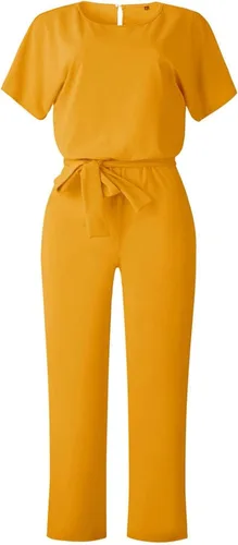 Miniatura 4 de OVERMAL Mono de verano para mujer, holgado, casual, cuello redondo, manga corta, color liso