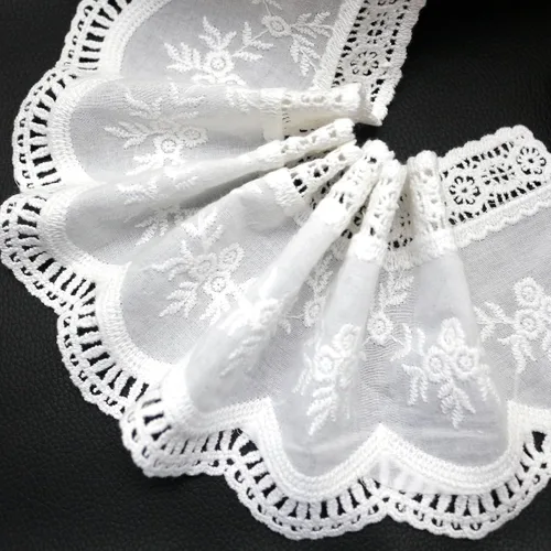 Miniatura 2 de FQTANJU Cinta de encaje de algodón blanco de 3 yardas, encaje de ganchillo de 4-1/4 pulgadas de ancho, bordado floral con volantes