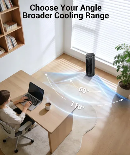Miniatura 4 de Ventilador de torre personal para dormitorio, ventilador de mesa de escritorio portátil, ventilador de pie de refrigeración con 3 velocidades
