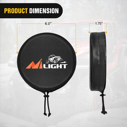 Miniatura 2 de Nilight Cubierta de Luz de Cápsula de Conducción Todoterreno Redonda de 5.75 Pulgadas, Cubierta Protectora de Cuero Negro de 6 Pulgadas de Diámetro