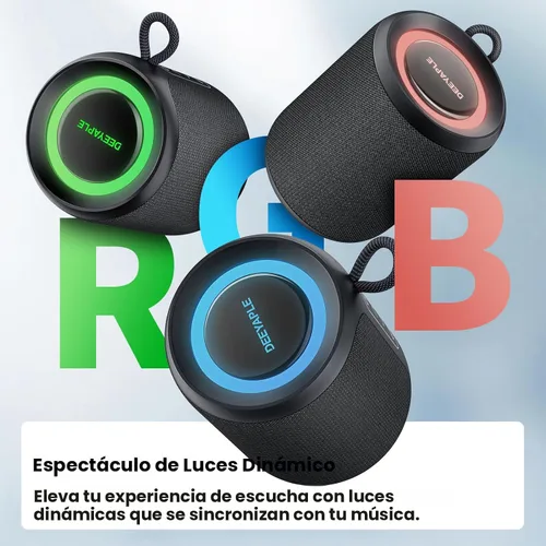 Miniatura 6 de Altavoz Bluetooth inalámbrico, IP67 impermeable y a prueba de polvo altavoz portátil con luces, sonido estéreo fuerte de 15 W, batería de 2500 mAh