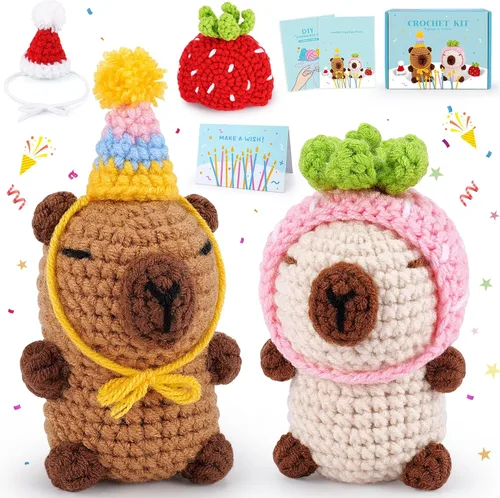 Miniatura 9 de Kit de ganchillo para principiantes, kit de ganchillo de conejo y oso con tutoriales en video paso a paso, kit de ganchillo de conejo para Conejo