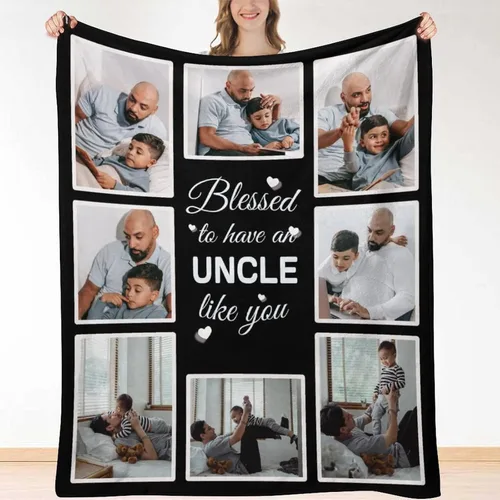 HUGLAZY Regalos para tíos Mantas personalizadas con fotos Regalos para un feliz Día del Padre Mantas personalizadas con imágenes para la familia