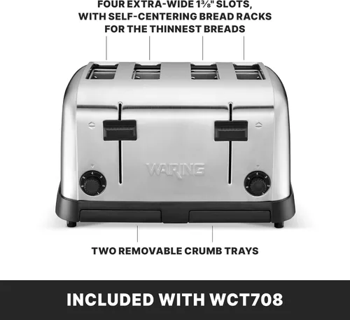 Miniatura 4 de Waring (WCT708) Tostadora emergente de cuatro compartimentos, plateada