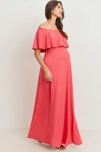 Miniatura 5 de Vestido de maternidad con hombros descubiertos, vestido largo para mujeres embarazadas, para fiestas de recién nacidos, o sesiones de fotos