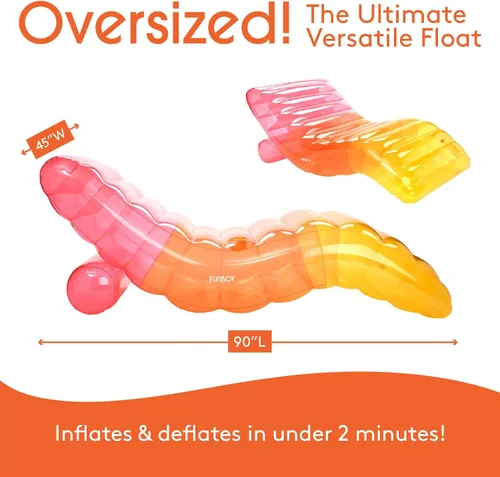 Miniatura 6 de FUNBOY Tumbona Chaise Inflable Gigante de Lujo Transparente Arcoíris, Silla Flotador de Piscina para Adultos, Perfecto para una Fiesta de Verano