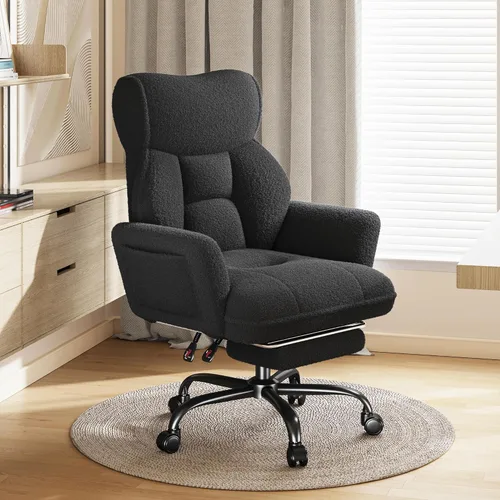 Miniatura 8 de DurayLoly Silla de oficina grande y alta con brazos y respaldo ajustables, silla de oficina ergonómica con reposapiés y tela cómoda para oficina