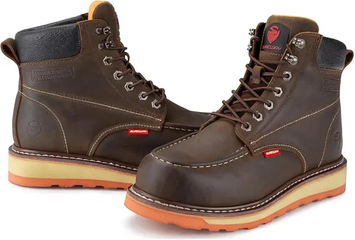 Miniatura 5 de SUREWAY Mens Heavy Duty Soft/Composite/Steel Toe Work Boots for Men-Comfortable,GoodyearWelt,Full Grain Leather,6 in Wedge Moc Toe Construction