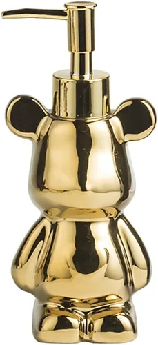 Miniatura 7 de Pequeño dispensador de jabón de baño con bomba, bonito diseño en forma de oso, dispensador de jabón líquido de cerámica (negro)