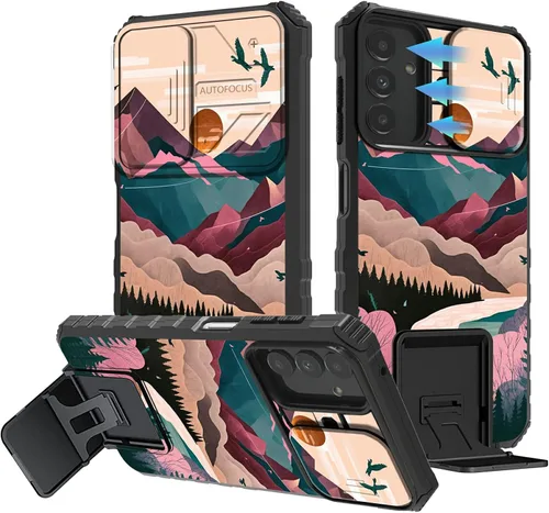 Miniatura 1078 de Funda para Samsung Galaxy S22 Ultra 5G, Galaxy S22 Ultra con cubierta de cámara deslizante, funda resistente de doble capa con función atril Black