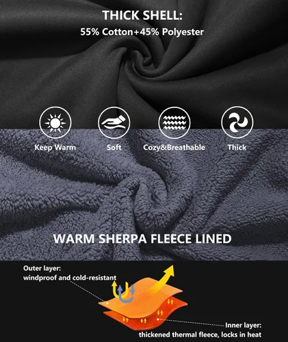 Miniatura 3 de GEEK LIGHTING Sudadera con capucha y cremallera para hombre, forro polar, chaqueta gruesa con capucha para invierno, cálida sudadera atlética