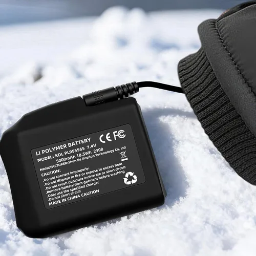 Miniatura 3 de 7.4V Baterías de polímero de litio de 5000mAh - 2 piezas de baterías recargables de Li-Polímero para guantes, calcetines y sombreros calefactables.