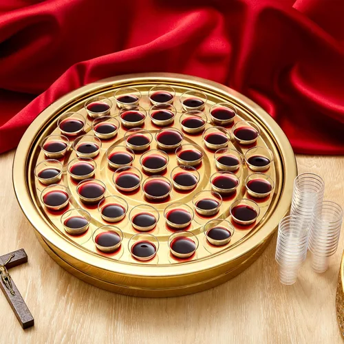 Miniatura 4 de Zhehao - 1 bandeja de comunión con cáliz desechables para suministros de iglesia, cada juego de suministros de comunión de 40 agujeros, bandejas