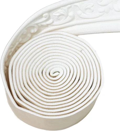 90 x 3.1 pulgadas Adhesivo de Despegue Espuma Moldura de Esquina, Borde de Papel Pintado de Moldura Corona Flexible, Líneas de Borde de Pared 3D de