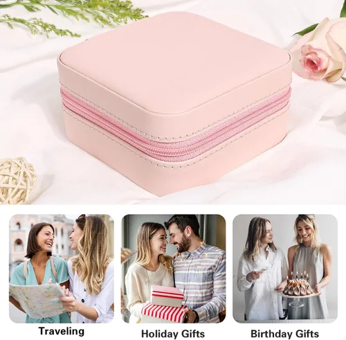 Miniatura 5 de Joyero de viaje, pequeño organizador de joyas de viaje, joyero portátil, mini organizador de almacenamiento, caja de almacenamiento portátil