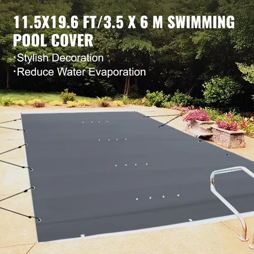 Miniatura 4 de VEVOR Cubierta rectangular para piscina de 12 x 20 pies, toldo de invierno de PVC color carbón, impermeable y repelente de suciedad