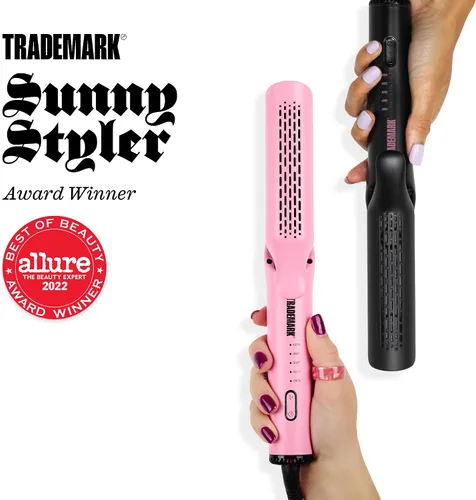 Miniatura 4 de Trademark Beauty Plancha plana para peinar el flujo de aire, alisador y rizador de pelo 2 en 1, placas de cerámica, revestimiento de turmalina, Negro