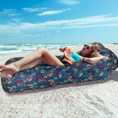 Miniatura 7 de Tumbona inflable para adultos, sofá inflable ultraligero portátil, tumbona de playa inflable para camping, senderismo, festival, patio trasero, Azul