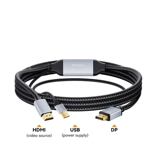 Miniatura 7 de BolAAzuL Cable adaptador HDMI a DisplayPort de 6.6 pies 4K 60Hz, entrada HDMI macho alimentada por USB a salida macho DP para Xbox Series X, PS5