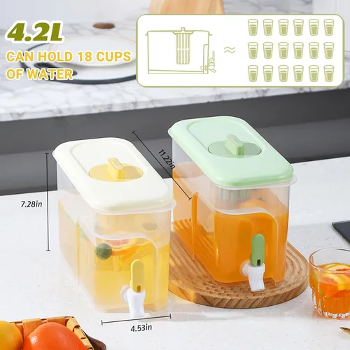 Miniatura 2 de Dispensador de bebidas de 1 galón para refrigerador, recipiente de agua con grifo, dispensador de agua de galón mejorado, jarra de té helado