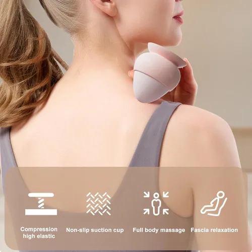 Miniatura 8 de Bola de masaje montable con ventosa, herramienta de terapia de punto de activación, masajeador de presión manual autodirecido para aliviar el Rosado