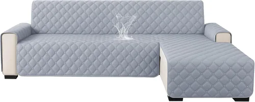 Miniatura 17 de XINEAGE Fundas 100% impermeables para sofá modular en forma de L, reversible, lavable, con botones de chaise plum flower, protector de muebles