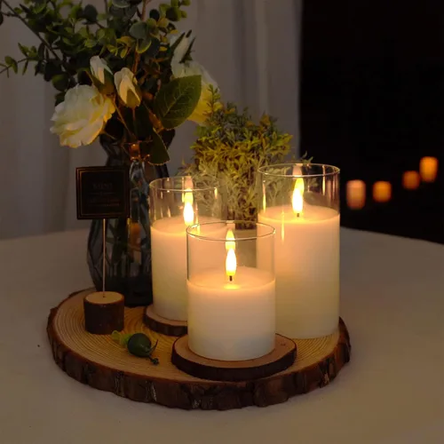 Miniatura 4 de Amagic Velas de cristal transparente sin llama que funcionan con pilas, temporizador, control remoto, velas LED de pilar, funcionan