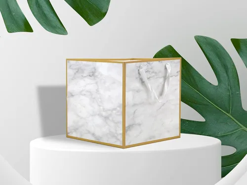 Miniatura 5 de HUAPRINT Bolsas de regalo de papel de mármol con asas, paquete de 12, bolsas de regalo cuadradas grandes de 10 x 10 x 10 pulgadas para compras