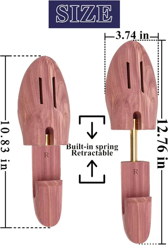 Miniatura 6 de Paquete de 2 árboles de zapatos para hombres, camilla de zapatos de madera para hombre, árboles de zapatos de cedro, árboles de zapatos ajustables