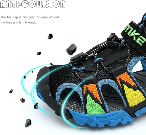 Miniatura 5 de Littleplum Sandalias para niños con puntera cerrada, sandalias deportivas para niños pequeños, zapatos de verano para niños grandes, caminar