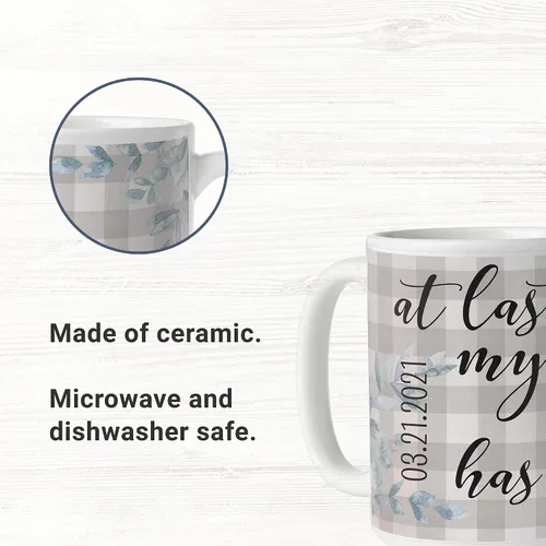 Miniatura 3 de Let's Make Memories Juego de Tazas Personalizadas At Last - Personaliza con Nombres, Fecha - Capacidad de 15 oz - Tazas de Café - Juego de 2
