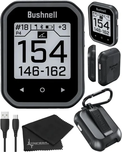 Bushnell Phantom 3 Slope GPS Golf Green con tecnología Slope, pantalla táctil, soporte magnético para carrito con paquete y paño para lentes (negro)