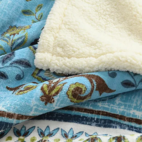 Miniatura 5 de Manta de sherpa boho chic, estampado bohemio vibrante y forro ultrasuave acogedor, elegante y cálida manta de invierno para sofá, cama o decoración