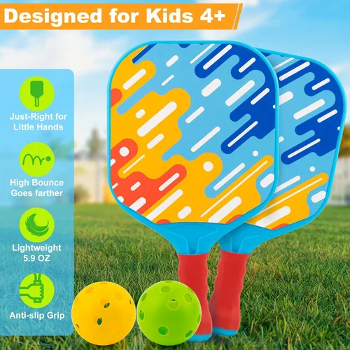 Miniatura 2 de Outdoor Toys for Kids Pickleball Paddles - Outside Beach Yard Games Toy for Kid Ages 4-5-6-7-8-12 Year Old Boys & Girls Gifts, Balls Set of 2, Azul