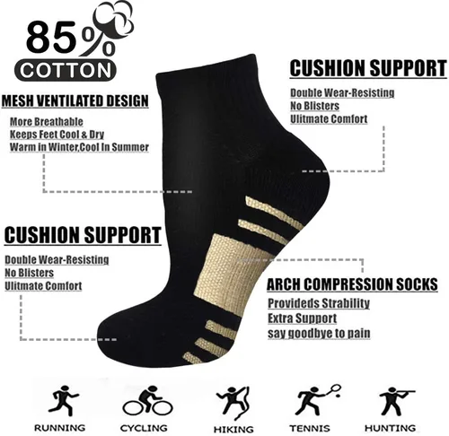 Miniatura 4 de Iseasoo Copper Compression Socks for Men & Women Circulation-Ankle Plantar Fasciitis Socks Support for Athletic Running