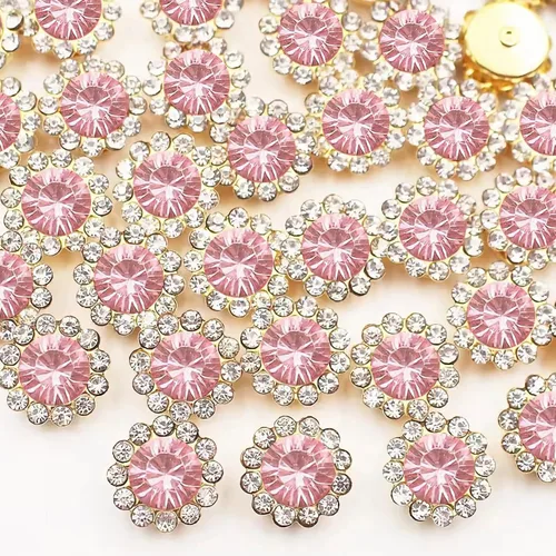 Miniatura 7 de 120 piezas de 12 mm de girasol coser en diamantes de imitación de cristal, gemas de vidrio, diamantes de imitación de metal para manualidades